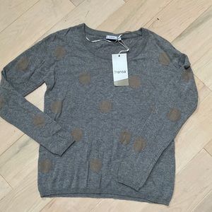 Fransa wool cotton blend grey brown dots sweater S